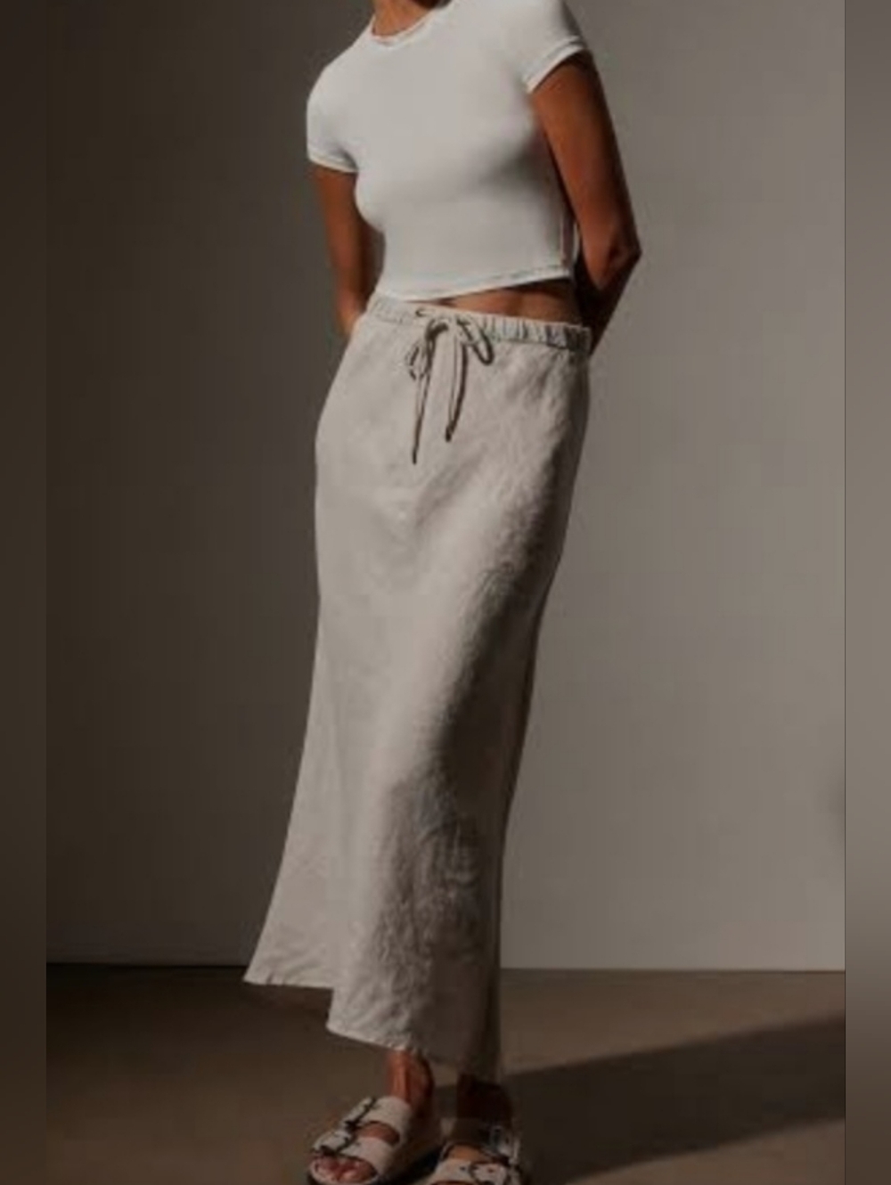 Y2k J.Crew Beige Linen  Skirt Size M